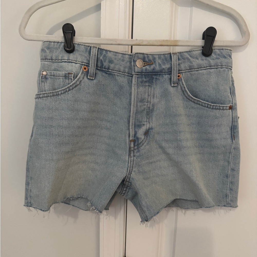 H&M Blue Jean Shorts with Frayed Hem and Vintage Look